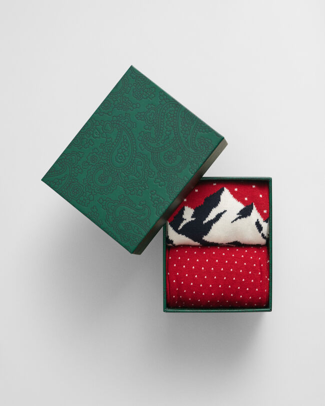 2er-Pack Socken mit Ski-Print in Geschenkbox