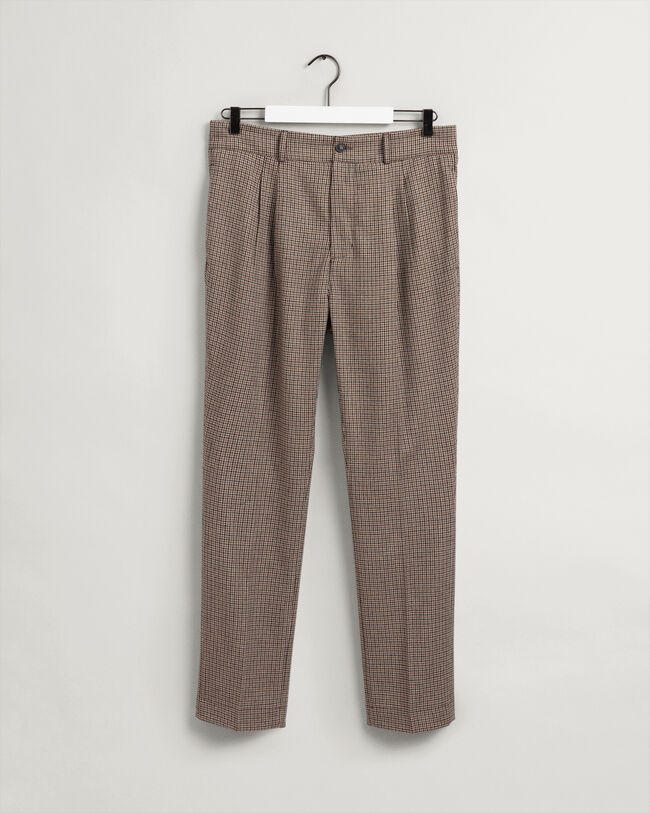 Karierte Anzughose mit Bundfalten