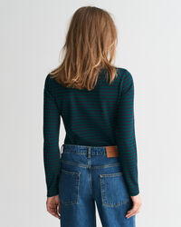 Geripptes Langarm-Rollkragenshirt mit Streifen