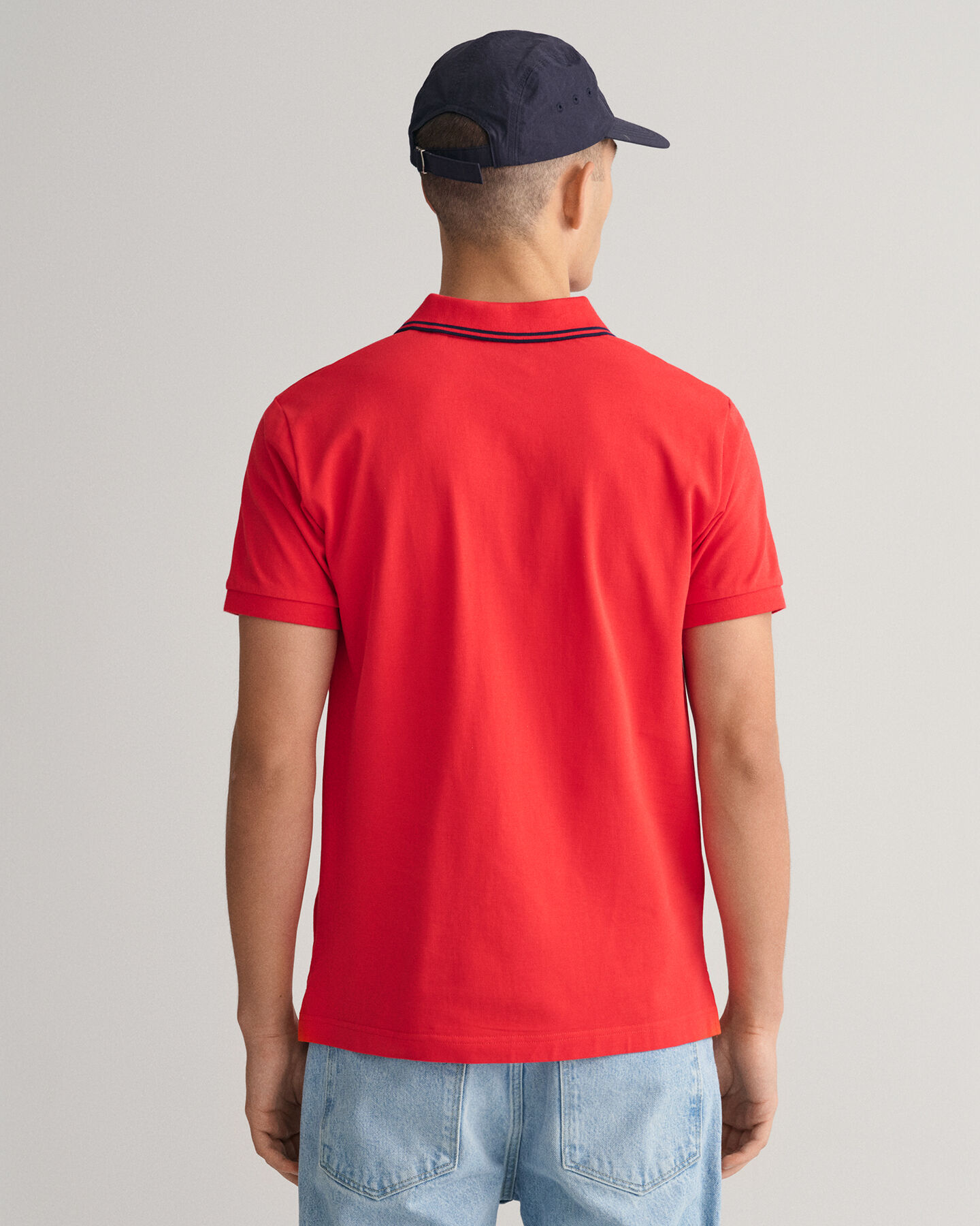 Gestreiftes Piqué Poloshirt mit Kontrastkragen