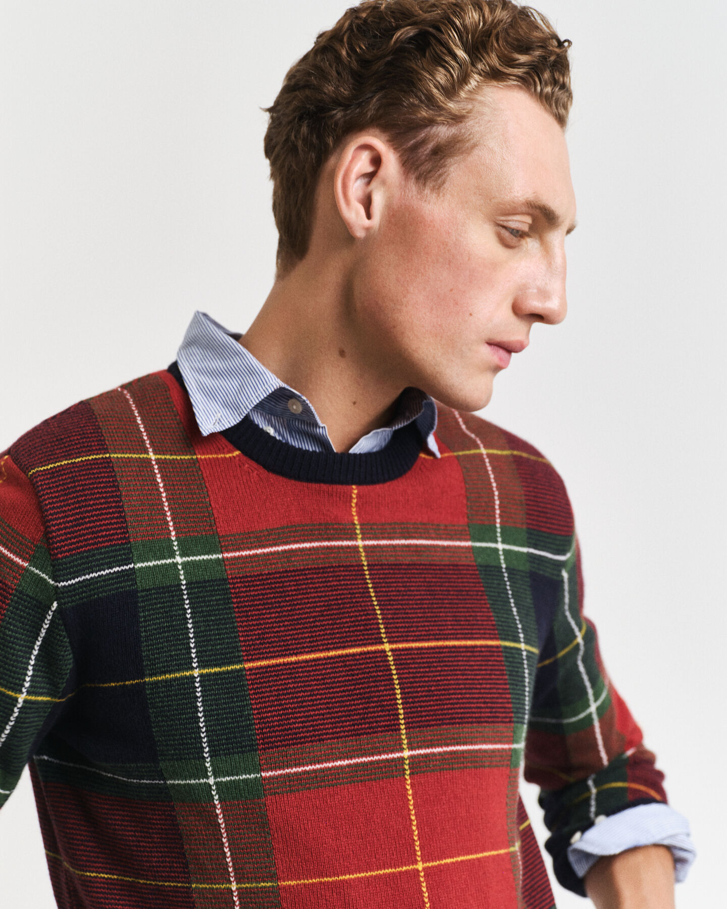 Karierter Rundhalspullover