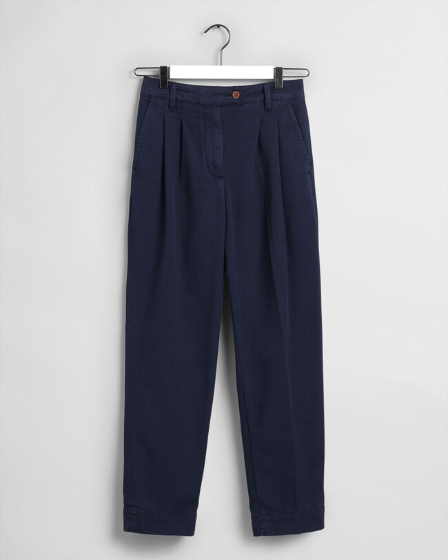 Bundfalten-Chinohose mit hohem Bund