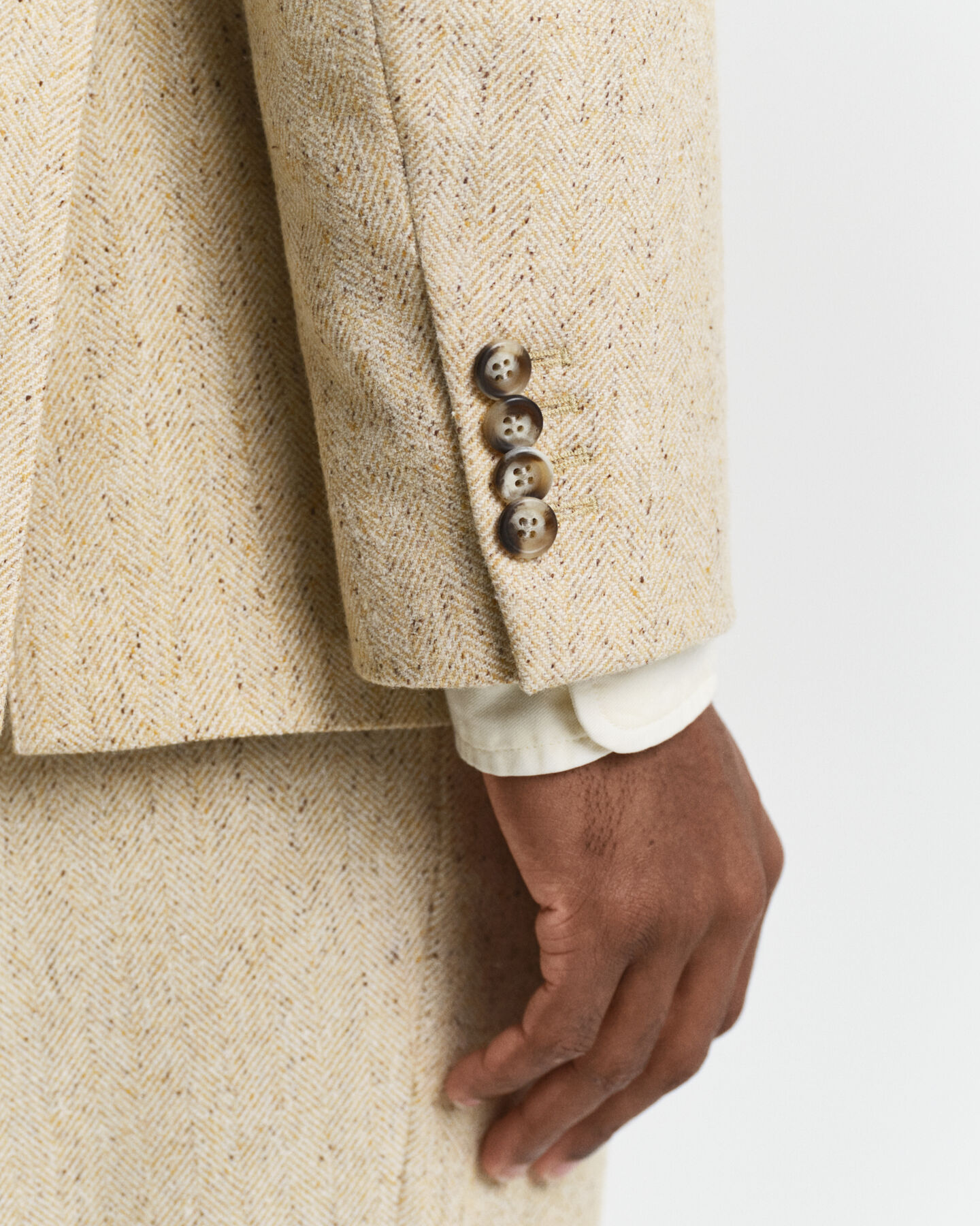 Relaxed Fit Herringbone Anzugsakko mit Noppenstruktur