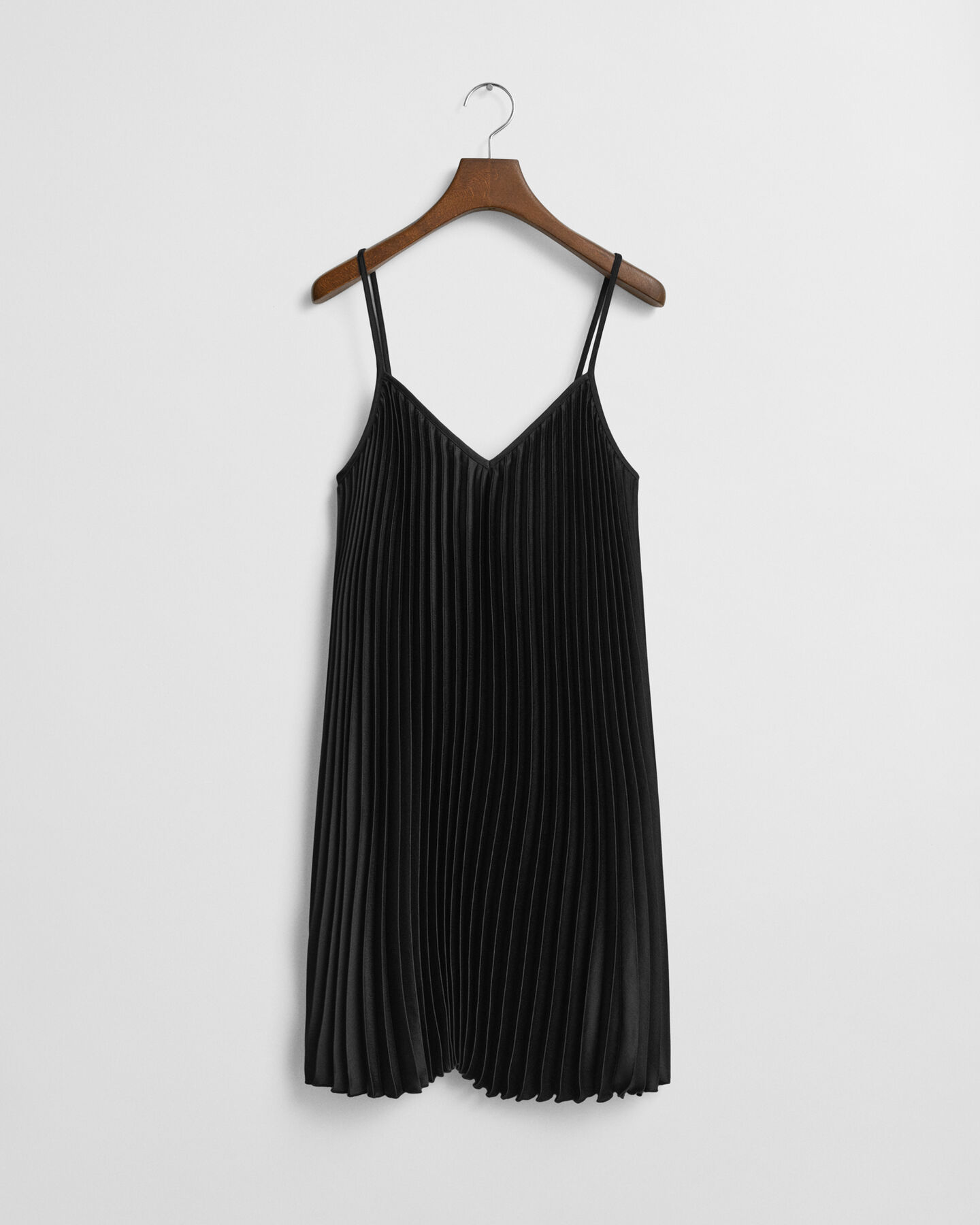 Plissiertes Sateen Miniträgerkleid