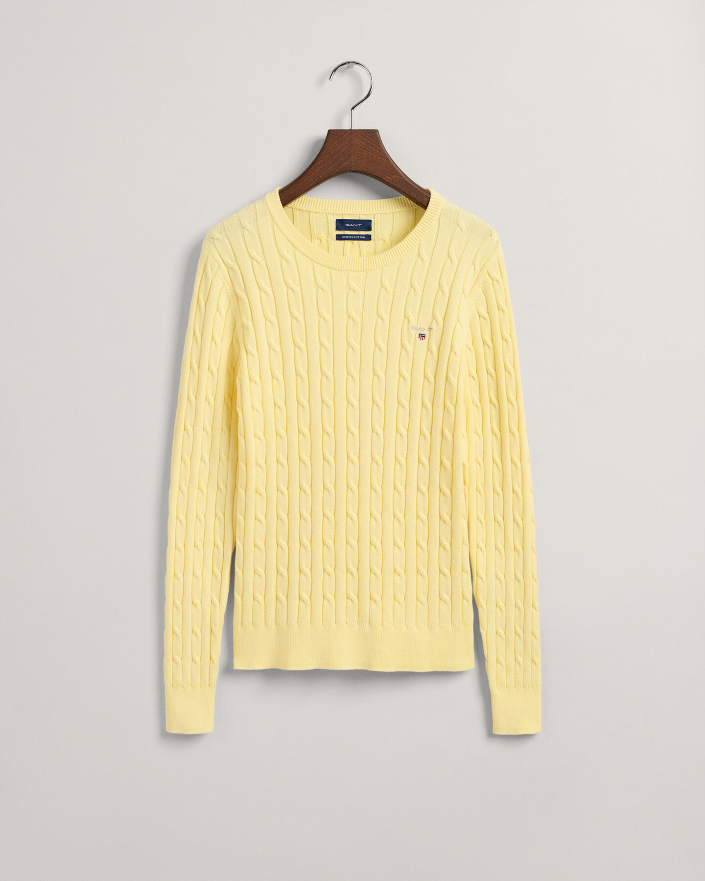 Zopfstrick Rundhalspullover aus Stretch-Baumwolle