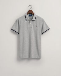 Piqu&eacute; Poloshirt mit Fischgr&auml;tmuster und Kontraststreifen