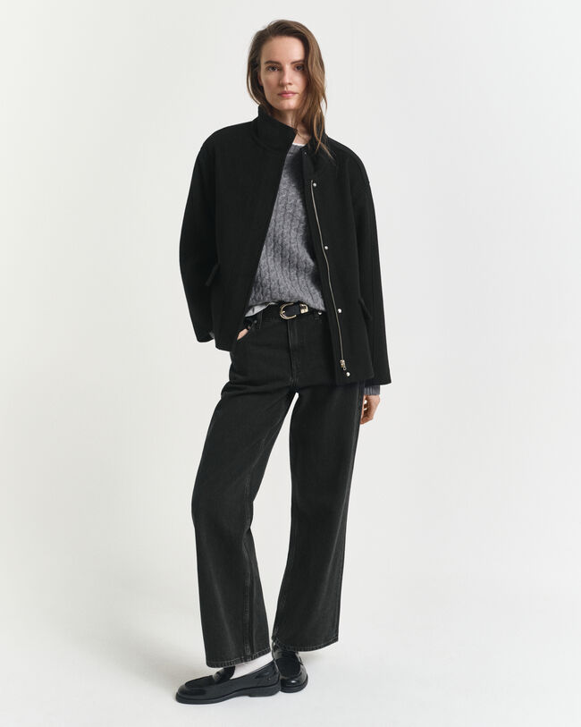 Kurze Reißverschlussjacke aus Wolle