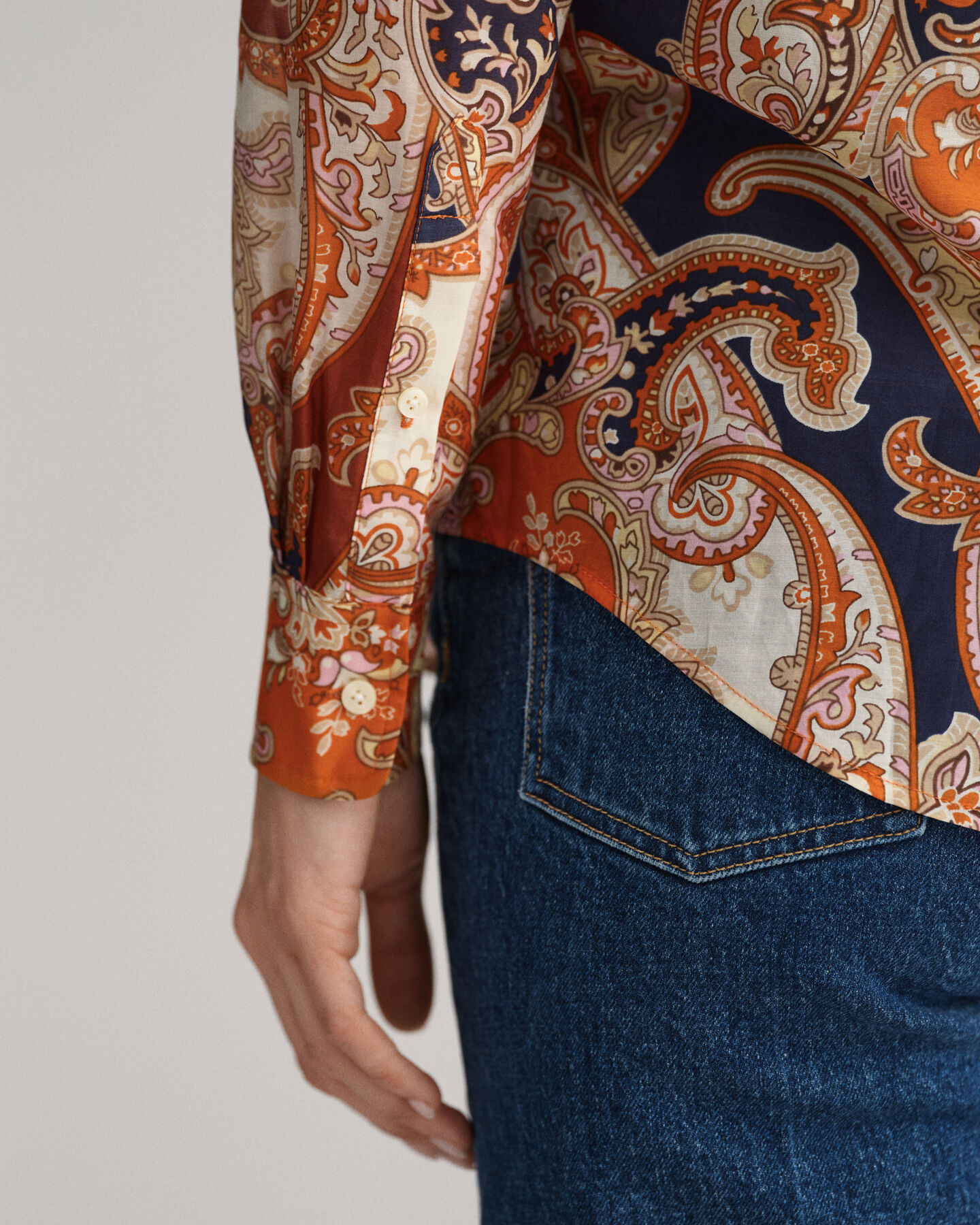 Regular Fit Paisley Bluse aus Baumwolle und Seide