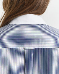 Oversized Bluse mit Kontrastkragen und Streifen