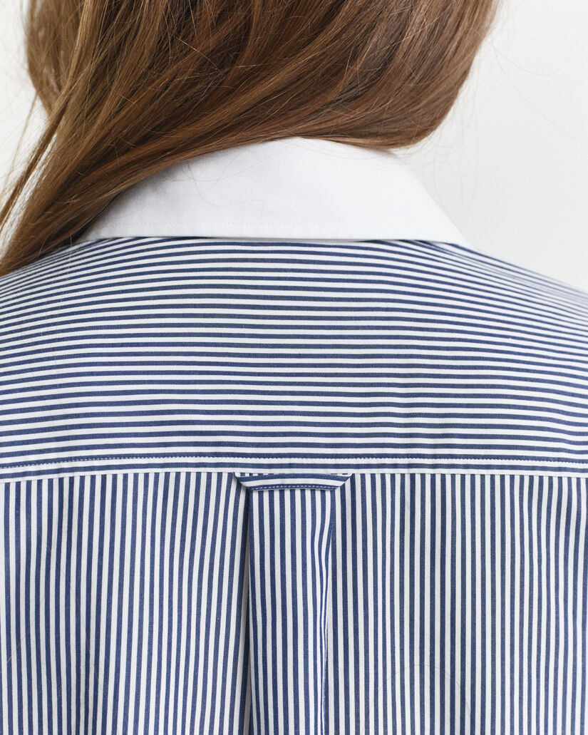 Oversized Bluse mit Kontrastkragen und Streifen