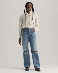 Schluppenbluse aus Seide mit Nadelstreifen