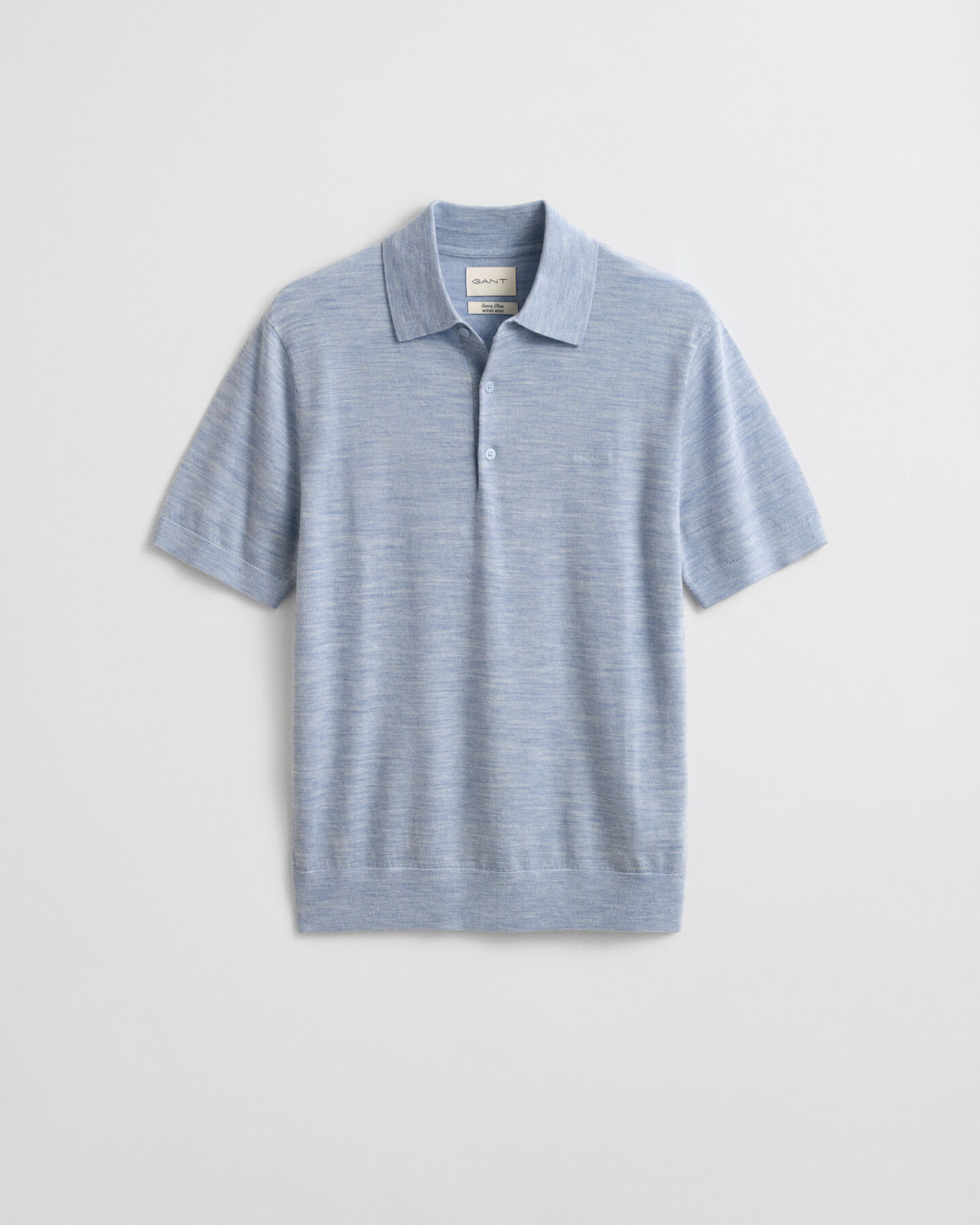 Kurz&auml;rmeliger Polopullover aus extrafeiner Merinowolle