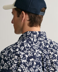 Regular Fit Baumwoll Leinen Kurzarmhemd mit Blumenprint