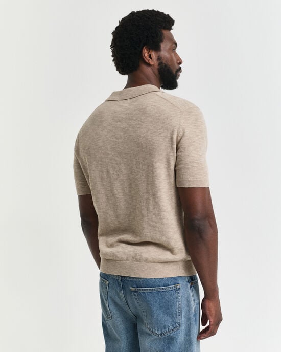 Kurzarm Polopullover aus Leinenmix