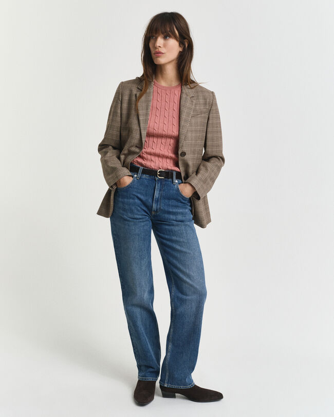 Zopfstrick-Pullover aus Stretch-Baumwolle