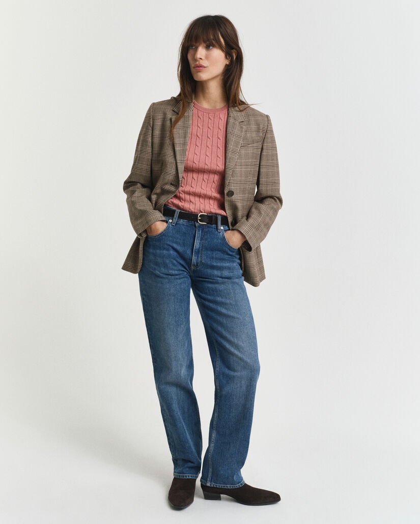 Zopfstrick-Pullover aus Stretch-Baumwolle