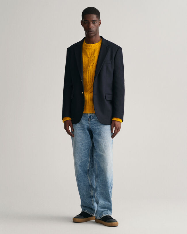 Furry Zopfstrick Rundhalspullover