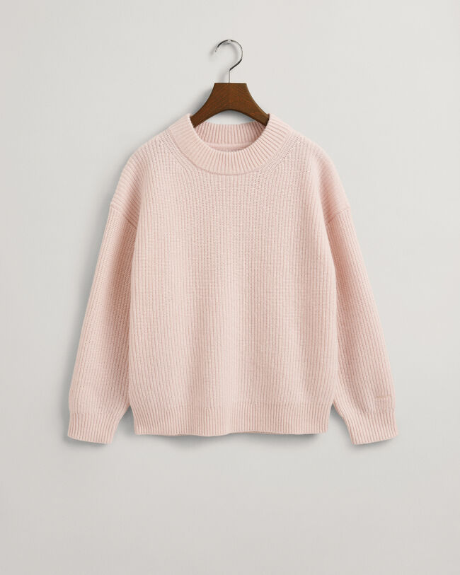 Gerippter Rundhalspullover aus Wolle