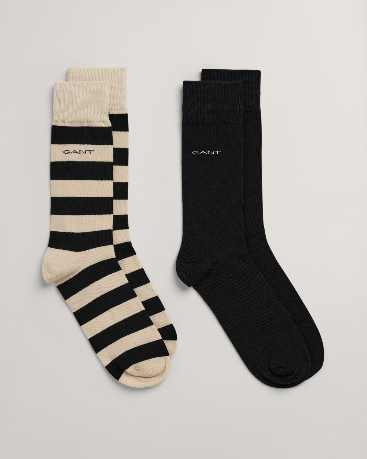 2er-Pack Socken Blockstreifen & Einfarbig