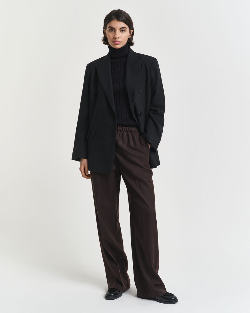 Zopfstrick Rollkragenpullover aus Stretch-Baumwolle