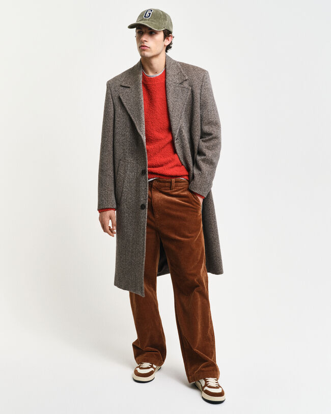 Boucl&eacute; Rundhalspullover aus Wolle