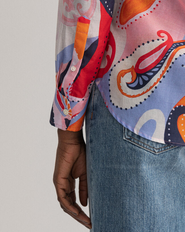 Regular Fit Baumwoll-Seiden-Bluse mit Paisley-Muster