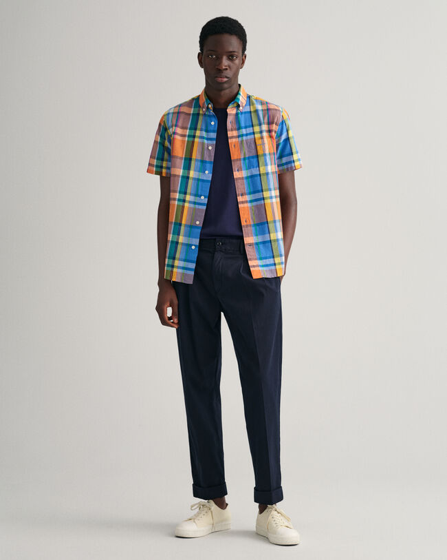 Farbenfrohes Regular Fit Madras Kurzarmhemd