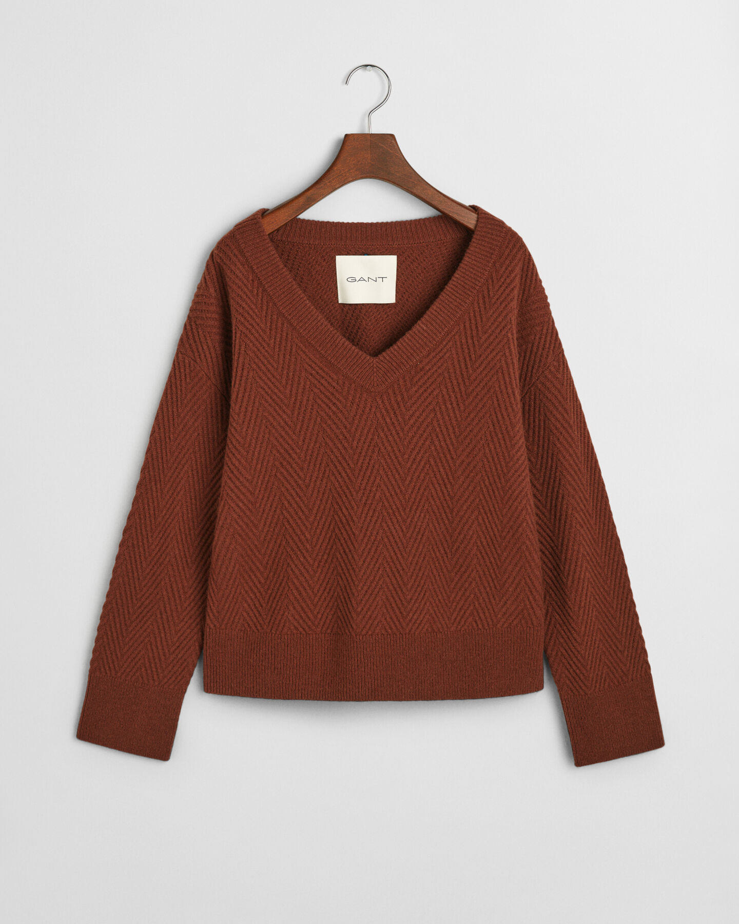 Herringbone V-Neck Pullover