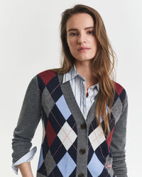 Argyle V-Neck Strickjacke