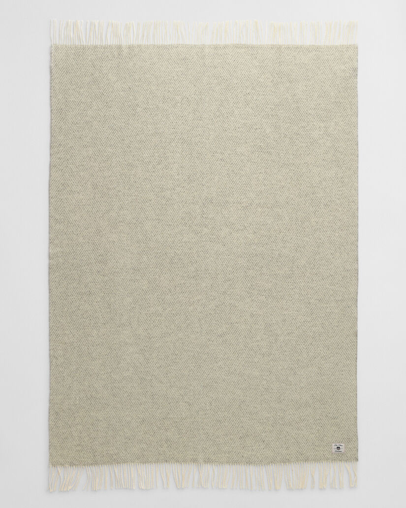 Wolldecke mit Fischgrätmuster