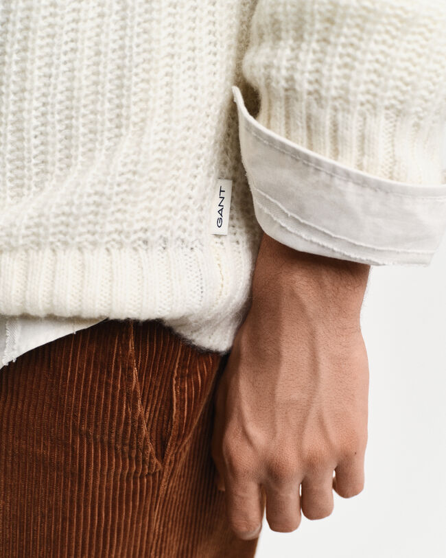 Gerippter Rundhalspullover aus Alpaka-Woll-Gemisch