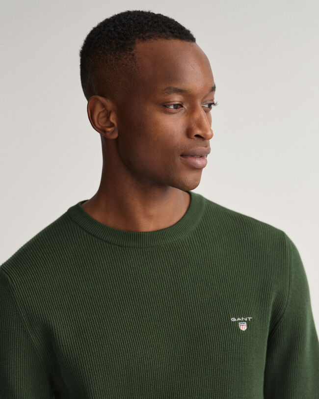 Rundhalspullover mit gerippter Struktur