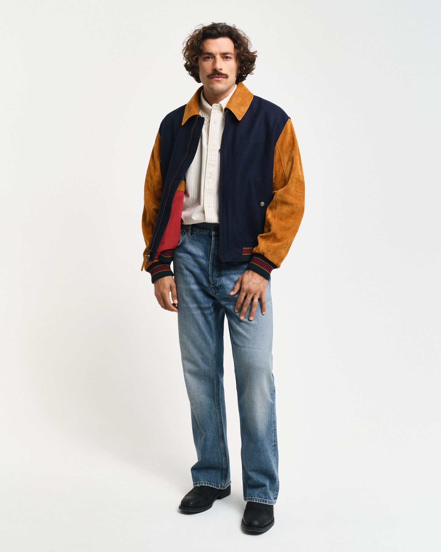 GANT Varsity Jacke aus Wolle und Veloursleder