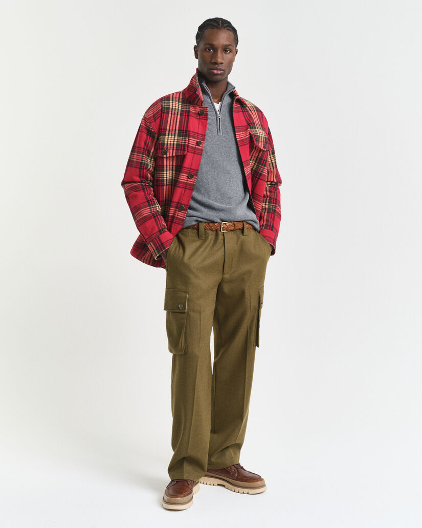 Gerippter Troyer aus Baumwoll-Merinowoll-Gemisch