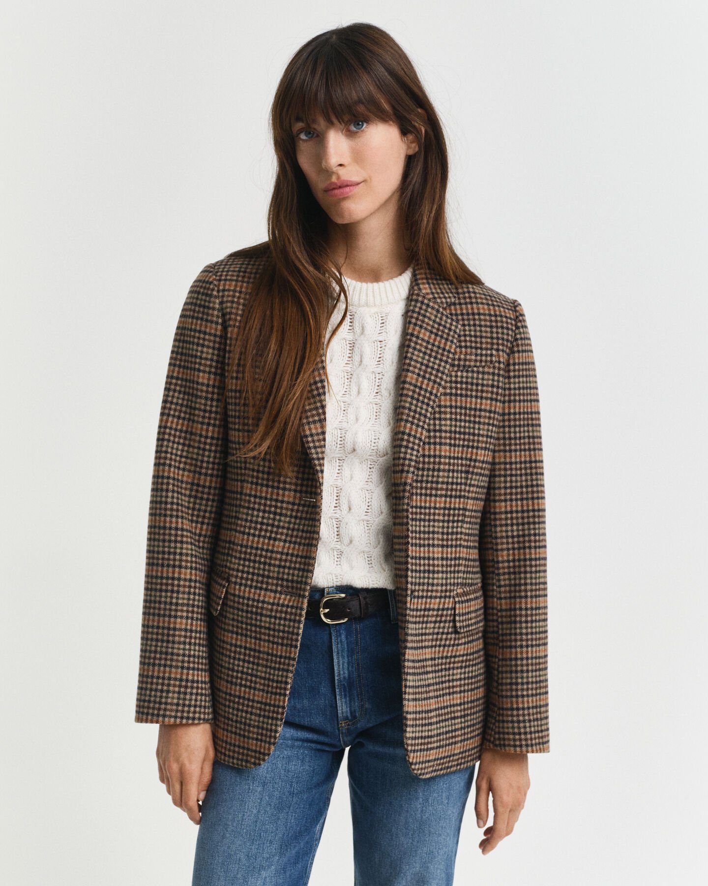 Regular Fit Houndstooth Blazer aus Wolle
