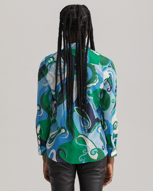 Regular Fit Baumwoll-Seiden-Bluse mit Paisley-Muster