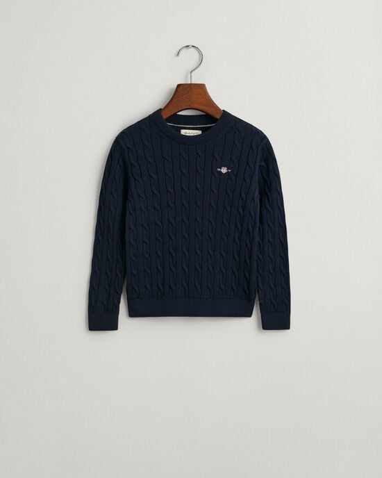 Kids Shield Zopfstrick Rundhalspullover aus Baumwolle