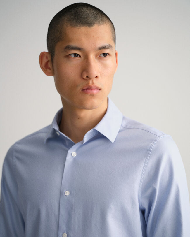 Slim Fit Einfarbiges Twillhemd