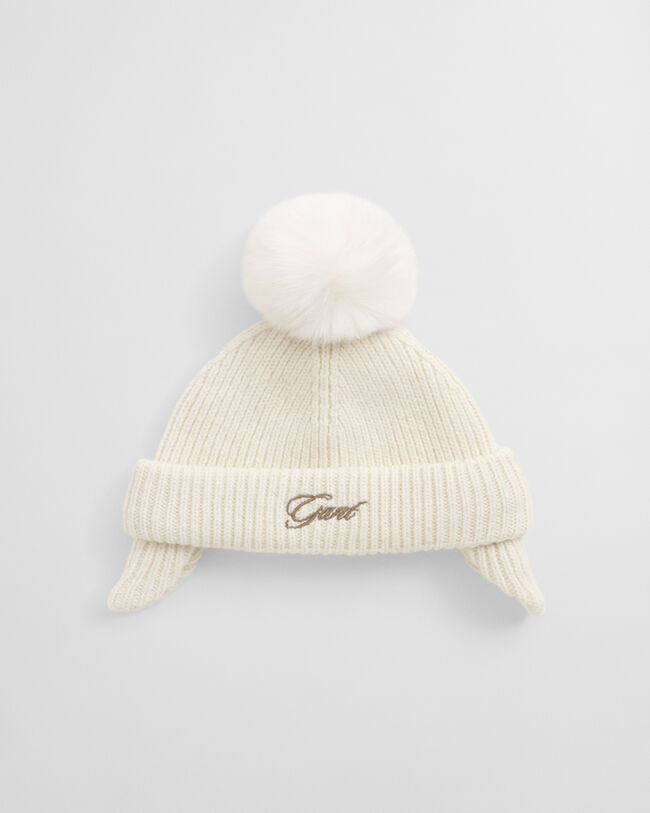 Baby Pom Pom Beanie mit Ohrenklappen