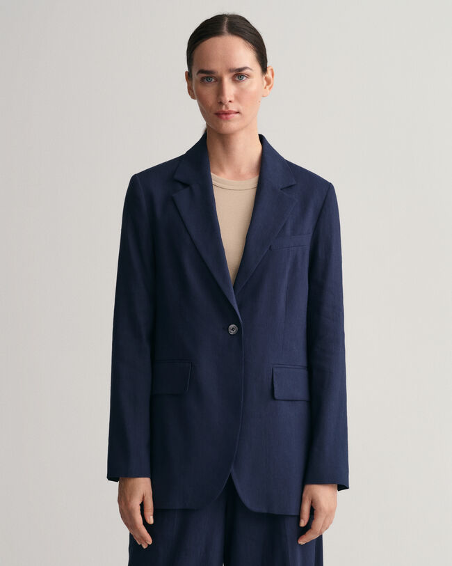 Regular Fit Stretch Leinen Blazer