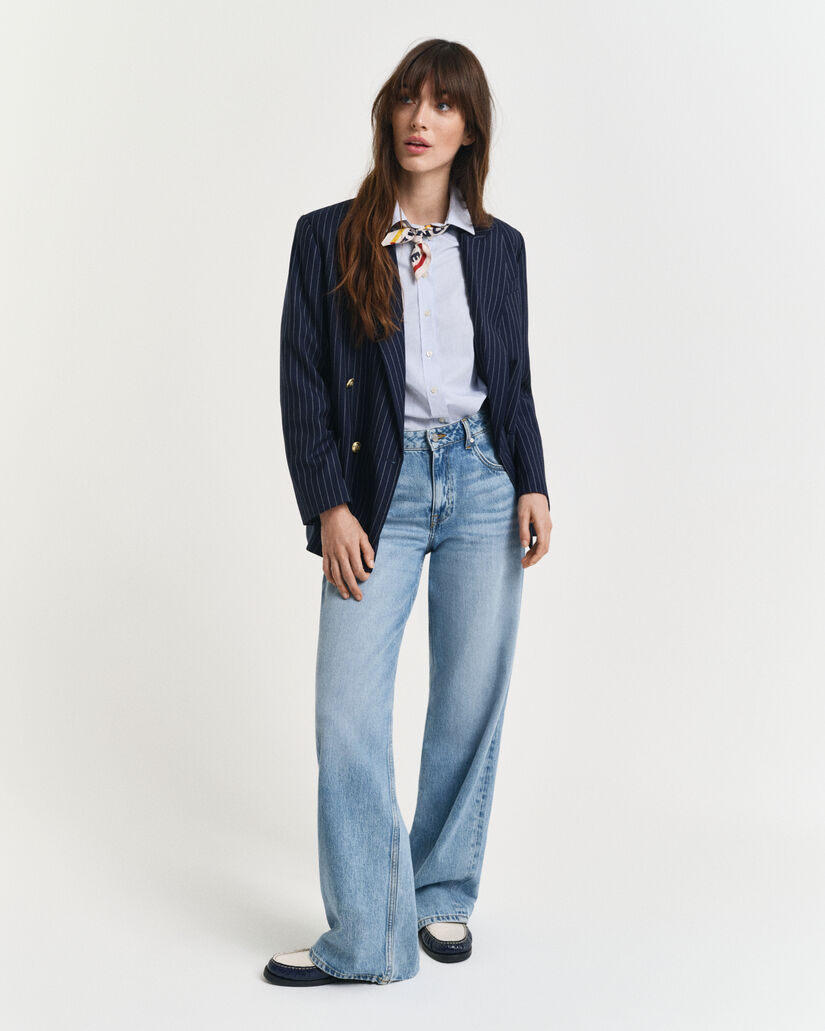 Regular Fit Classic Popeline Bluse mit Streifen