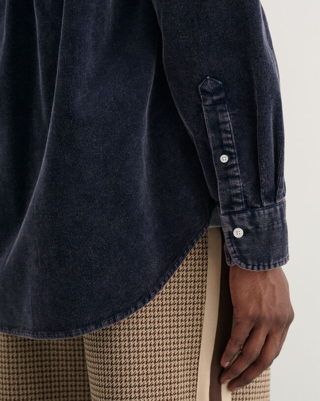 Relaxed Fit Cordhemd in ausgeblichener Optik