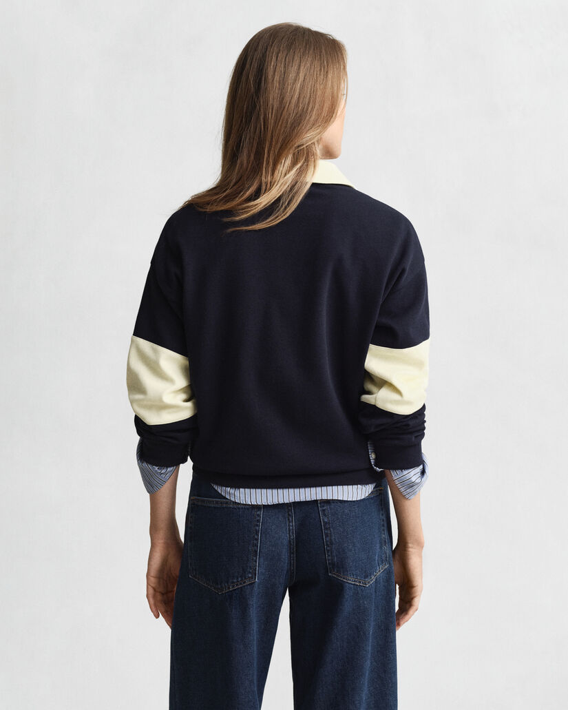 Color Blocked Rugger mit Piquéstruktur