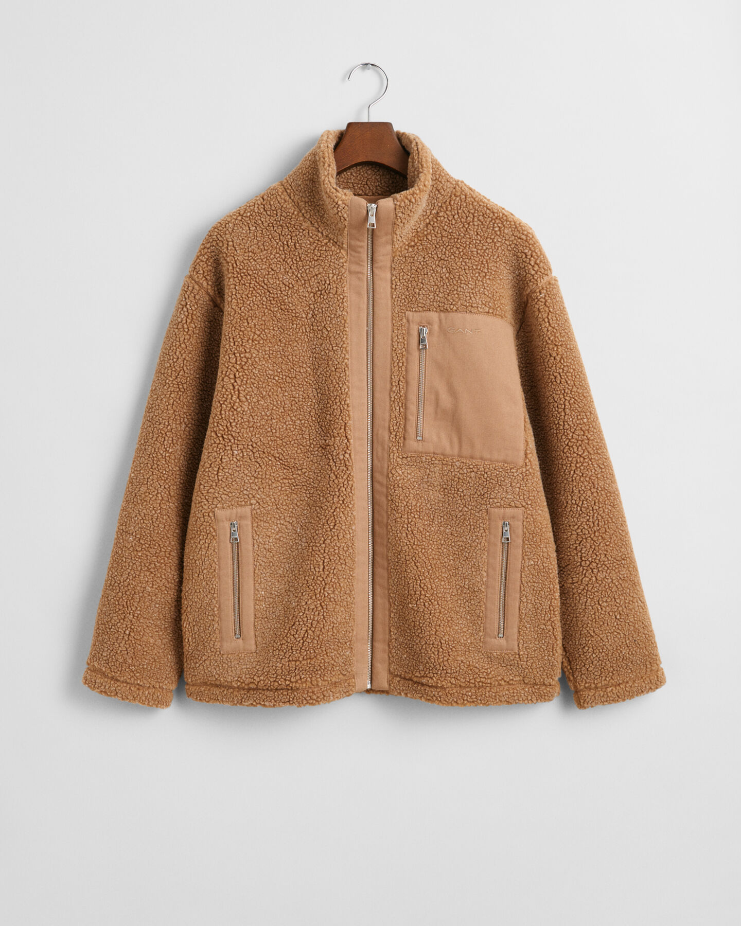 Fleeceshirt aus Wollmischung im Blockfarben-Design