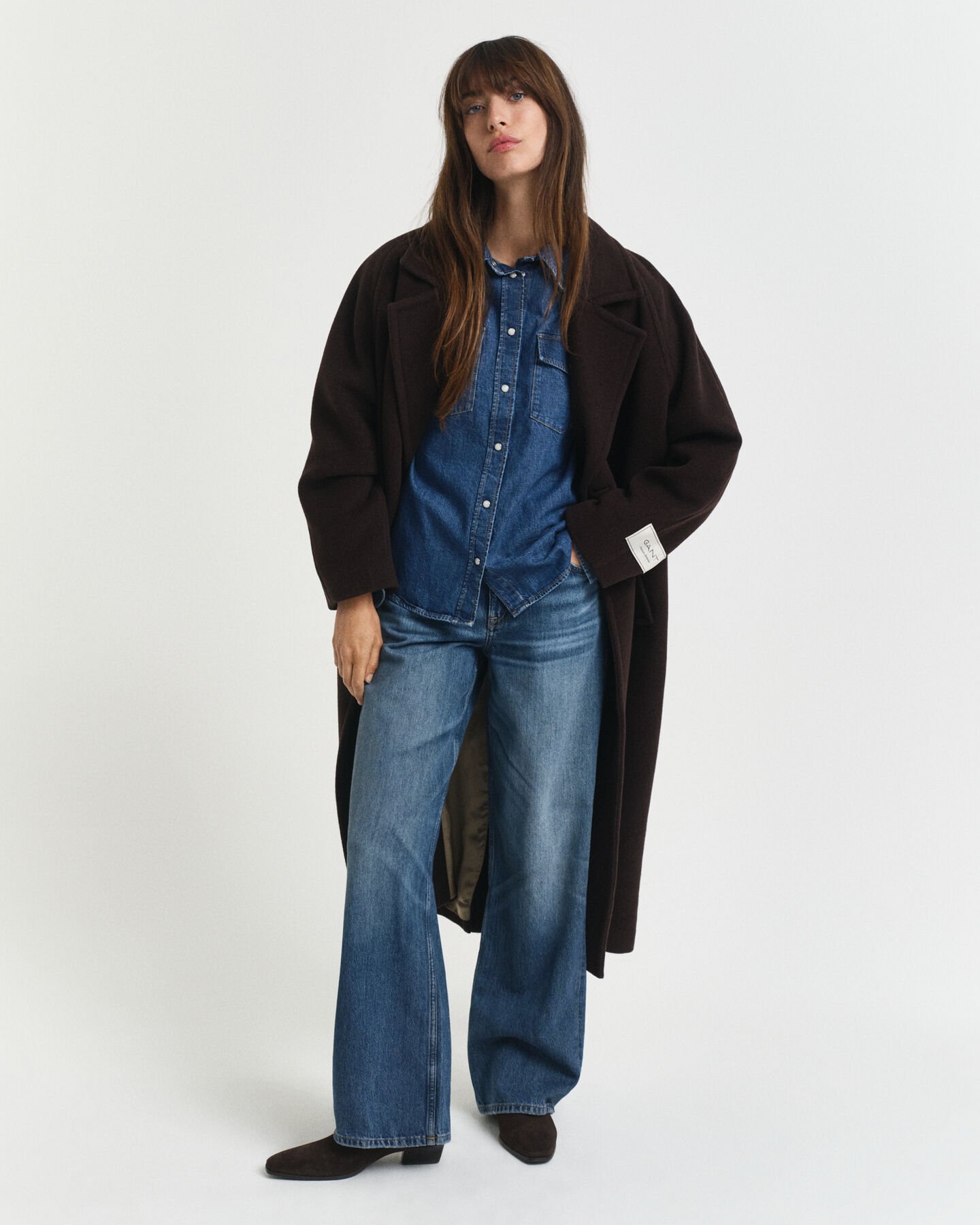 Regular Fit Jeansbluse mit Puffärmeln