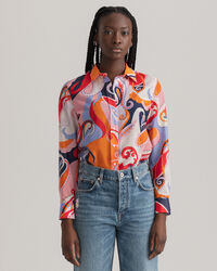 Regular Fit Baumwoll-Seiden-Bluse mit Paisley-Muster