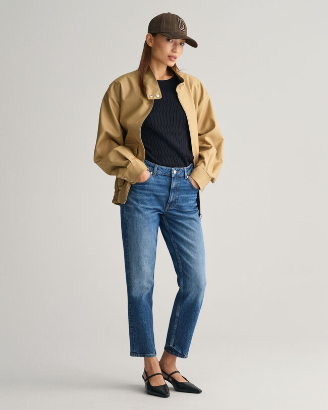 Strukturierter Kurzarm-Rundhalspullover