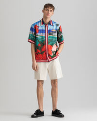 Relaxed Fit Scenery Kurzarmhemd aus Seide