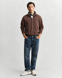 Leichtes Sacker Rib Sweatshirt mit Reißverschlusskragen