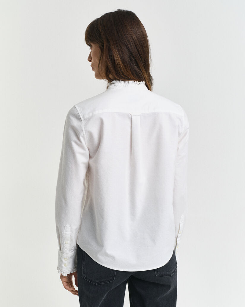 Klassische Oxford-Bluse mit Rüschen